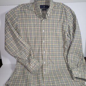 T Harris London Men's Shirt Size M Button Down Long Sleeve Plaid Cotton